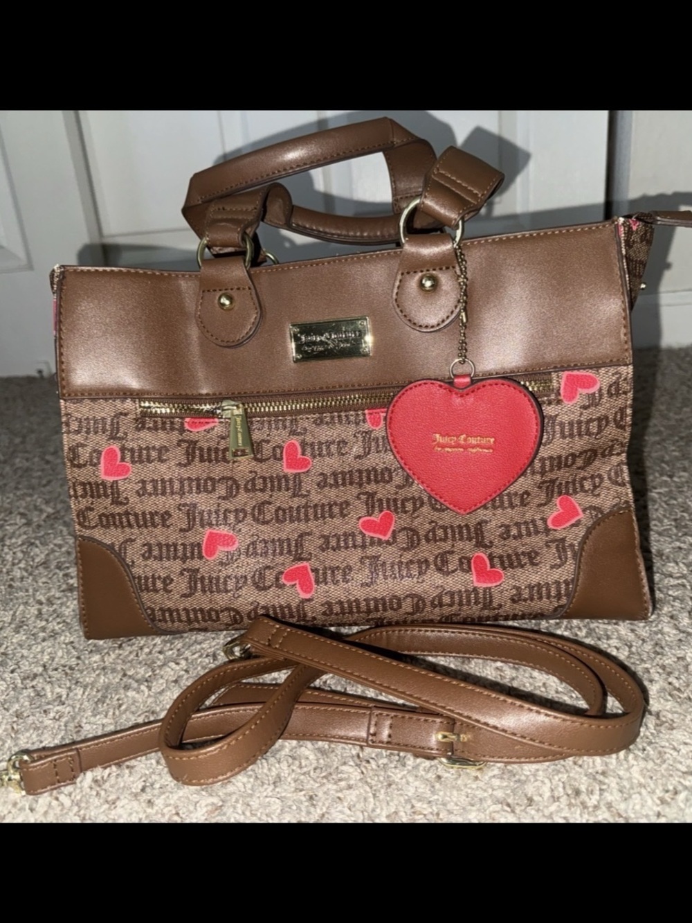 Juicy Couture Tote Bag Brown & red hearts